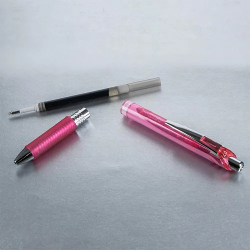 Miniatura 8 de Pentel EnerGel RTX - Bolígrafo retráctil de gel líquido, punta de metal, línea media, barril rosa, tinta negra, paquete de 3