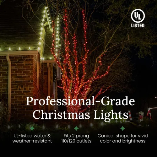 Miniatura 3 de Luces LED de Navidad Pro Christmas – Juego de 50 luces de tira cónicas de ángulo amplio – Juego de luces de fiesta de grado profesional
