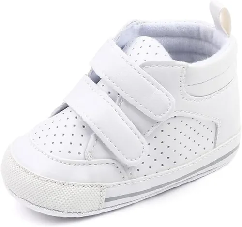 Sekantrol Zapatos de cuna para recién nacidos, para niños y niñas, suela de goma suave, zapatos para bebés, zapatos deportivos de moda de caña alta