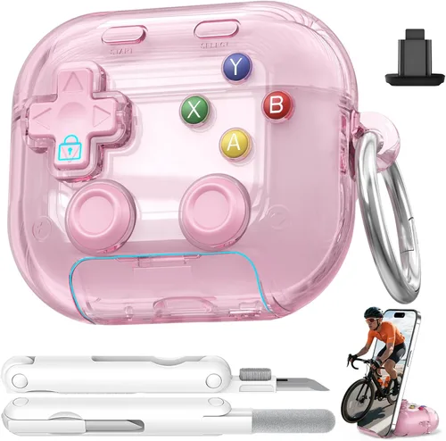 Miniatura 19 de Funda para AirPods Pro 3, con botón presionable, bloqueo de seguridad y soporte para teléfono, funda de regalo divertida para mujeres y hombres