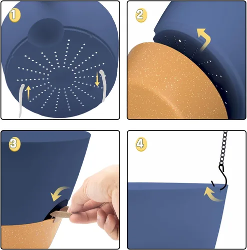 Miniatura 8 de ZMTECH Macetas colgantes de 12 pulgadas para interior, maceta colgante grande con nivel de agua visible y cadena, maceta colgante de flores