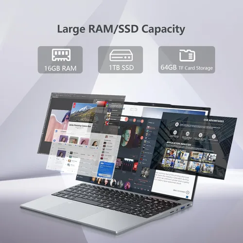 Miniatura 3 de Computadora portátil para juegos, computadora portátil con Twin Lake N150, tapa superior con 16 GB DDR4 1TB SSD, 15.6 pulgadas IPS 1080P, teclado