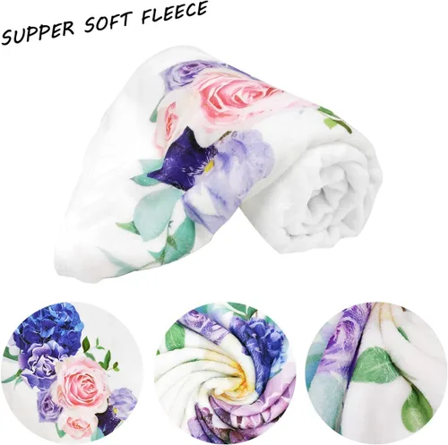 Miniatura 3 de Manta de hito mensual para bebé niña, manta floral para el mes del recién nacido, regalo personalizado para ducha, forro polar suave de felpa suave