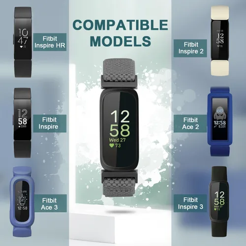 Miniatura 5 de Bandas elásticas de nailon compatibles con Fitbit Inspire 3/Inspire 2/Inspire HR/Inspire/Ace 3/Ace 2, correas elásticas ajustables suaves