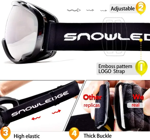 Miniatura 3 de Gafas de esquí para esquí, snowboard, motos de nieve para hombres, mujeres y adultos, antivaho 100% protección UV