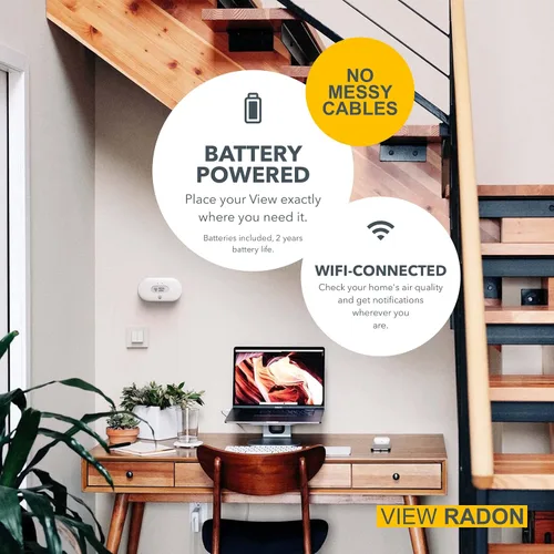 Miniatura 6 de Airthings 2989 View Radon - Monitor de radón con detector de humedad y temperatura - Alimentado por batería, aplicación móvil, WiFi, alertas