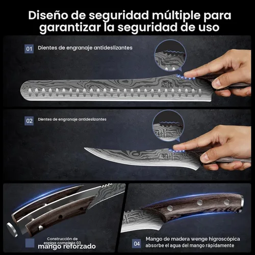 Miniatura 5 de SYOKAMI Juego de cuchillos para rebanar brisket, cuchillos de trinchar y deshuesar para carne y pavo, juego de cuchillos de cocina de acero de alto
