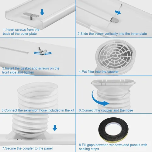 Miniatura 5 de Ninonly Kit de ventilación de aire acondicionado portátil con manguera de escape de 5.9 pulgadas, kit de sellado de CA portátil para ventana
