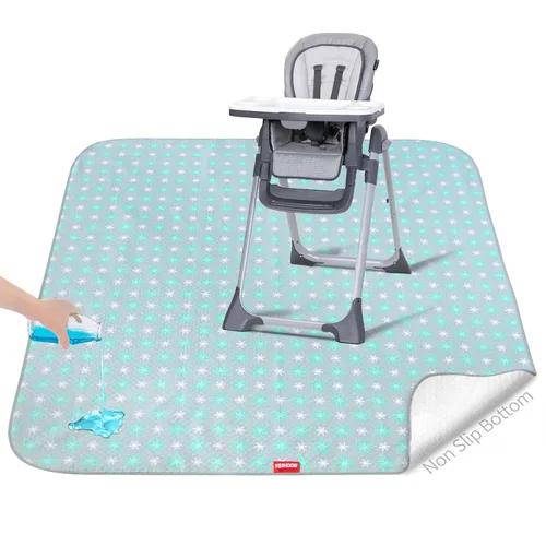 Tapete de salpicaduras para debajo de la silla alta, 42 x 46 pulgadas, tapete de salpicaduras para bebés a la hora de la comida para Flor