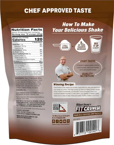 Miniatura 3 de Fitcrunch Mezcla triple de proteínas Diseñado por Robert Irvine Con tecnología Mixability, libre de gluten, soya y sin OMG, Chocolate, 1