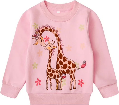 Miniatura 60 de Sudaderas para niñas pequeñas, cuello redondo, sin botones, de manga larga, para invierno, casual, ropa 2T-7T, Dinosaurio