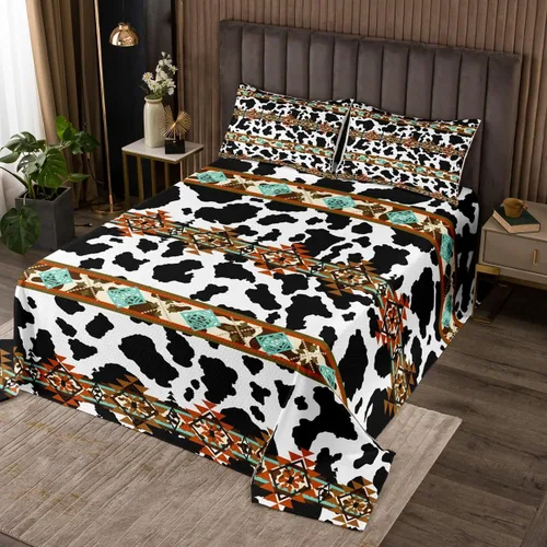 Miniatura 35 de Erosebridal Southwestern - Juego de colcha geométrica bohemia acolchada tamaño individual, juego de edredón étnico tribal con flechas occidentales