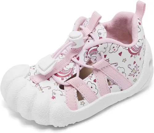 Engtoy Zapatos de calcetín para bebés, zapatos para caminar para niños y niñas, zapatillas de cinco dedos cerrados, sin cordones