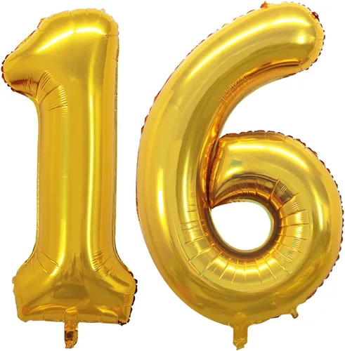 Miniatura 57 de Goer, conjunto de globos de papel aluminio para decoraciones de cumpleaños, globos de las letras de feliz cumpleaños y de números Oro