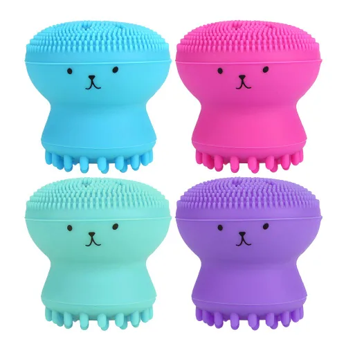 Miniatura 7 de Cepillo de limpieza facial, limpiador facial de mano de silicona, exfoliante, eliminación de grasa, masaje, medusas, pulpo, cepillo de lavado facial