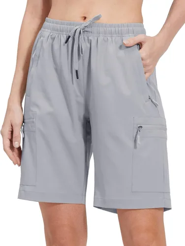 Pantalones cortos tipo cargo de senderismo para mujer, bermudas de verano para entrenamiento de golf con bolsillos con cremallera, ligeros y casuales
