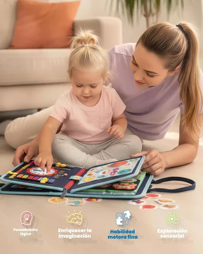 Miniatura 4 de Tablero de actividades para niños de 1 año, libro ocupado para niños de 1 a 3 años, juguetes Montessori para niños de 1 año, actividades sensoriales