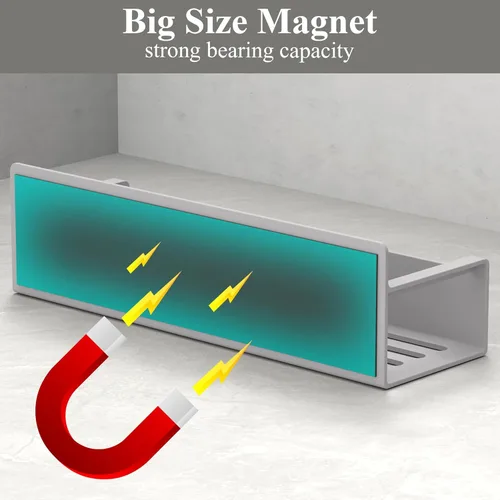 Miniatura 3 de HuggieGems Paquete de 4 organizadores magnéticos para especias para refrigerador y horno, organizadores de nevera gris claro y almacenamiento