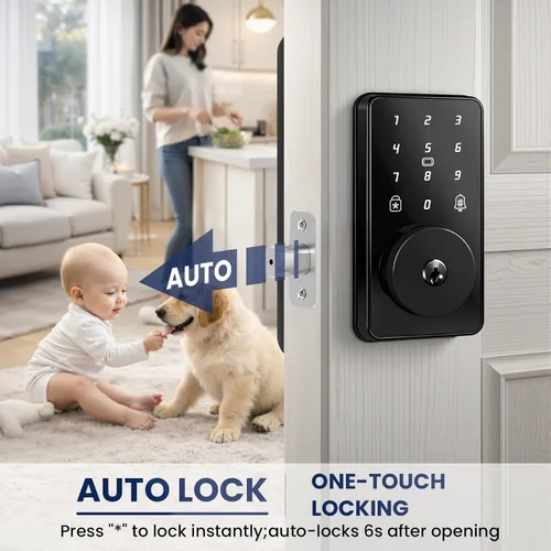 Miniatura 3 de Cerradura de puerta de entrada sin llave con teclado, cerradura inteligente biquole para puerta delantera con 2 llaves, cerrojo electrónico digital