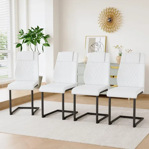Miniatura 29 de gopop Juego de 4 sillas de comedor, modernas sillas de cocina y comedor con patas de metal galvanizado, sillas laterales tapizadas para comedor