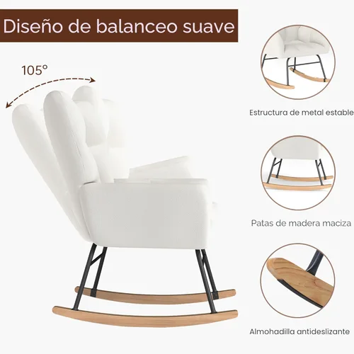 Miniatura 3 de Mecedora para cuarto de bebé, sillas mecedoras para cuarto de bebé, silla mecedora para bebé, mecedora con balancín, diseño de seguridad antivuelco