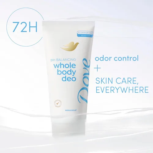 Miniatura 3 de Dove Desodorante para todo el cuerpo sin aluminio, crema de equilibrio de pH desodorante sin perfume para control de olores de 72 horas, 2.5 onzas