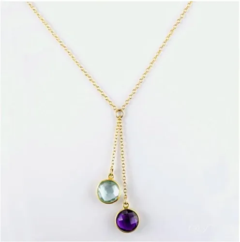 Miniatura 5 de Adabele Colgante de acero inoxidable chapado en oro amarillo de 18 quilates con piedra natal redonda de grado A de 0.236 in y 0.394 in, no se