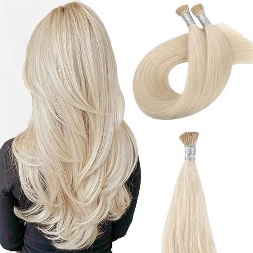 Miniatura 16 de ABH AMAZINGBEAUTY HAIR Extensiones de cabello rizado liso para mujeres negras con punta en I, cabello humano, punta en I, Remy, 50 mechones, punta