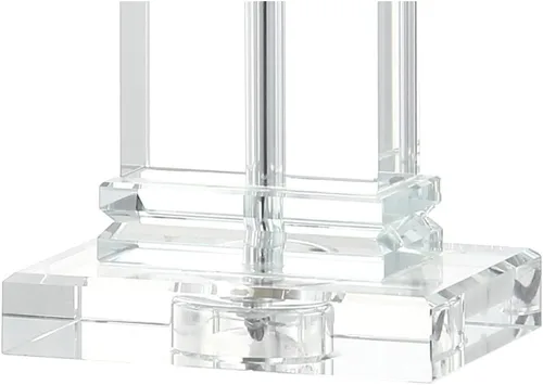 Miniatura 5 de JONATHAN Y Ophelia - Lámpara de mesa LED de cristal sólido transparente de 24.5 pulgadas, moderna lámpara rectangular con pantalla de lino blanco