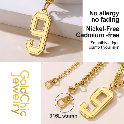 Miniatura 4 de GoldChic - Collar con números de joyería para hombres y mujeres, collares de béisbol personalizados para jóvenes con número para niños, cadena