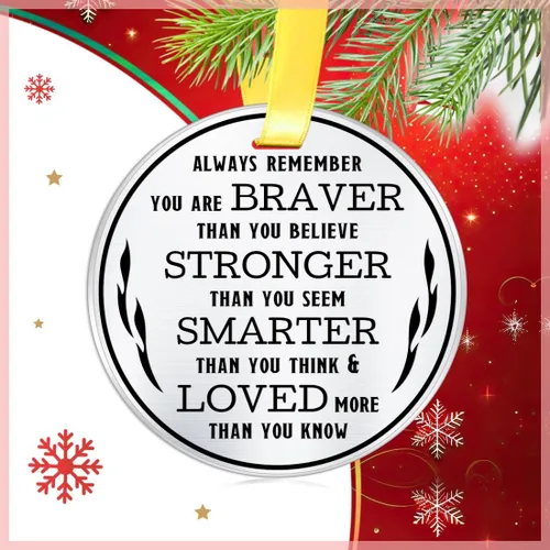Miniatura 3 de Adorno de Navidad inspirador, Always Remember You are Braver Stronger Smarter, recuerdo plano de acero inoxidable de 3 pulgadas, adorno de Navidad