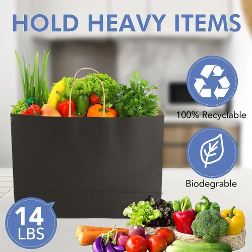 Miniatura 3 de XPCARE Paquete de 200 bolsas de regalo de papel grandes con asas a granel, 16 x 6 x 12 pulgadas, bolsas de papel kraft natural liso para bolsas