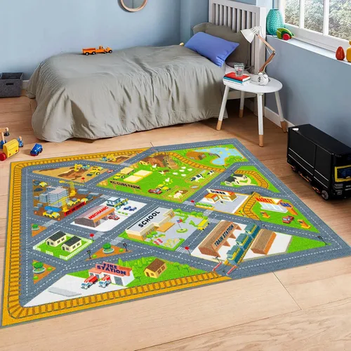 Miniatura 3 de KC Cubs Alfombra de Carretera de Construcción de Granja Rural 5'x7' - Alfombra de Juego Educativa para Niños, Niños Pequeños, Guardería, Aula, Sala