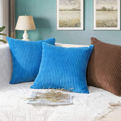 Miniatura 261 de Artscope Fundas de Almohada de Pana a Rayas Acogedoras Súper Suaves Decorativas Cuadradas Fundas de Cojín para Sofá Sillón Dormitorio Decoración