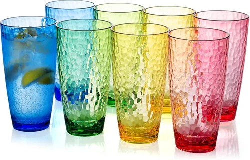Miniatura 12 de KOXIN-KARLU Hammered - Vasos de plástico de 26 onzas, juego de 6 vasos acrílicos transparentes