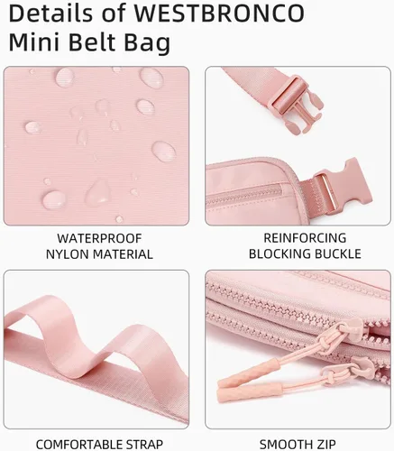 Miniatura 44 de WESTBRONCO Riñoneras para mujeres y hombres, bolsa para cinturón con bolsillos con cremallera, riñoneras modernas, bolsas cruzadas ligeras de 1