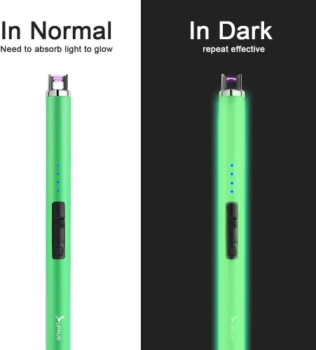 Miniatura 3 de SUPRUS Encendedor fluorescente que brilla en la oscuridad, encendedor USB, recargable, resistente al viento, tamaño de bolsillo para velas, cocinas
