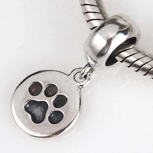 Miniatura 3 de LAMOONY Dijes de pata de perro de cachorro de plata de ley 925 con colgante de pata de animal para pulseras de bricolaje, Plata esterlina, plata