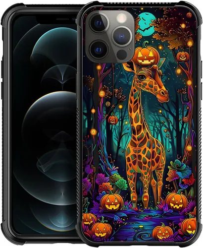 Miniatura 34 de ZHEGAILIAN Funda compatible con iPhone 12/12 Pro, funda de invasión de vaca alienígena OVNI, parte trasera de vidrio templado + funda protectora