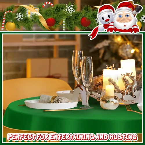 Miniatura 6 de Juexica 24 Piezas Manteles de Plástico Navideños de 84 Pulgadas Redondos Desechables Mantel de Plástico Impermeable Decorativo Cubierta de Mesa Rojo