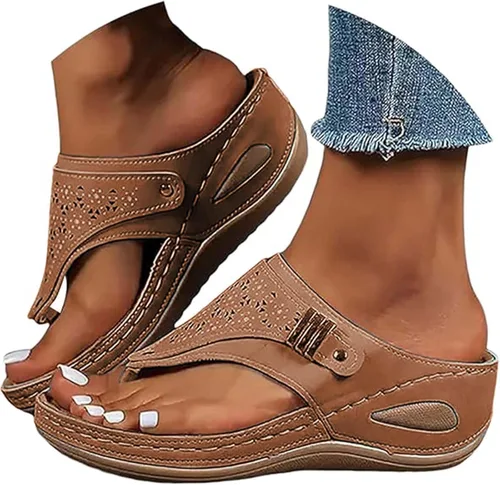 Miniatura 8 de Sandalias ortopédicas para mujer, sandalias de cuña con soporte de arco, sandalias de playa cómodas y elegantes para el verano 2025