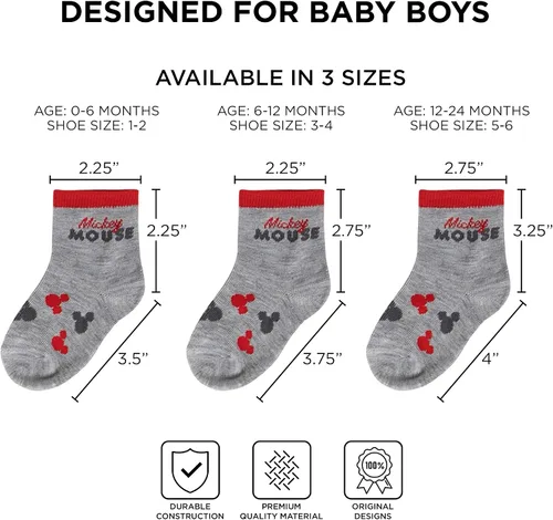 Miniatura 20 de ABG Accessories Paquete de 10 calcetines para bebés de 0 a 24 meses Minnie, Mickey Mouse, Baby Shark, Liga de la Justicia