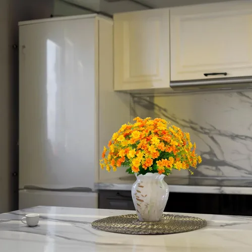 Miniatura 5 de LikSoor Margarita artificial, 8 paquetes de flores para mamás, plantas resistentes a los rayos UV, flores de seda falsas que no se decoloran