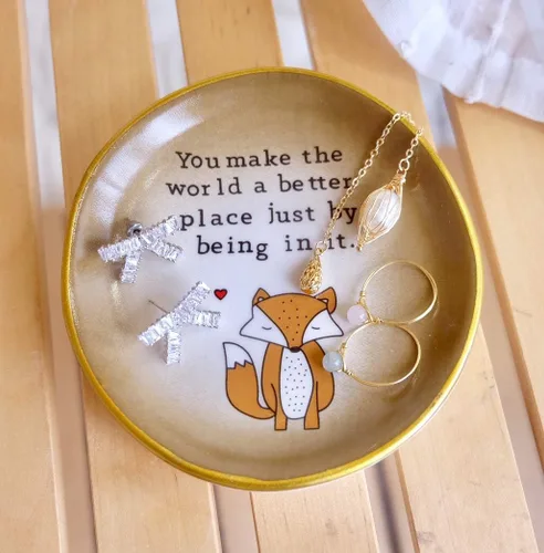 Miniatura 3 de Regalo para mamá, soporte para platos de anillo de zorro, haces del mundo un mejor lugar en él, regalo del día de la madre, regalos para mamá