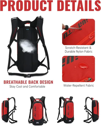 Miniatura 7 de Croogo Paquetes de hidratación,Mochila de hidratación con vejiga de hidratación de 2 litros,Mochila de bicicleta Bolsa impermeable transpirable