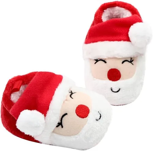 Miniatura 3 de Zapatos de Navidad para bebé recién nacido, zapatos de Papá Noel, zapatos de forro polar, zapatos de invierno cálidos para primer caminar