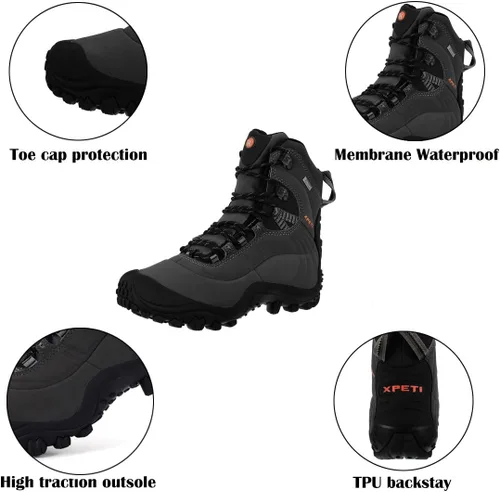 Miniatura 7 de XPETI Thermator - Botas de senderismo ligeras y antideslizantes para hombre, Nieve