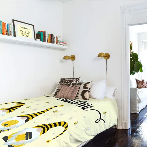 Miniatura 5 de Tapiz para colgar en la pared, gnomos de abeja, tapices con girasol, tapiz estético de margaritas blancas y amarillas para dormitorio, sala