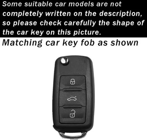 Miniatura 2 de ontto Funda para llavero de automóvil para Volkswagen Jetta Golf GTI Passat Polo Tiguan Atlas Touareg Beetle Flip Flip Llave plegable, soporte