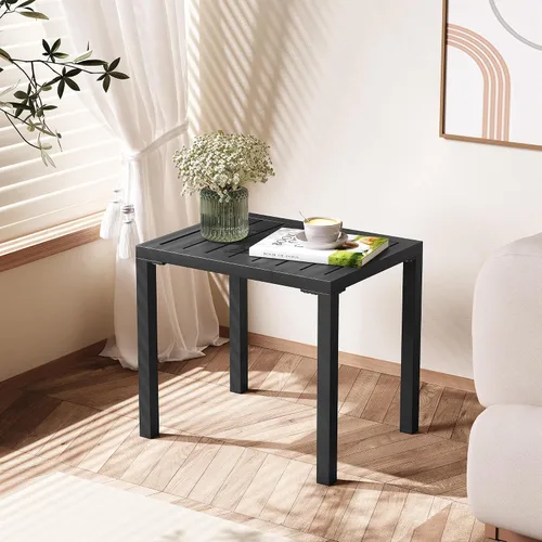 Miniatura 8 de Crestlive Products Mesa auxiliar para exteriores, mesa auxiliar rectangular de aluminio, mesa de café para patio pequeño para interiores y Negro